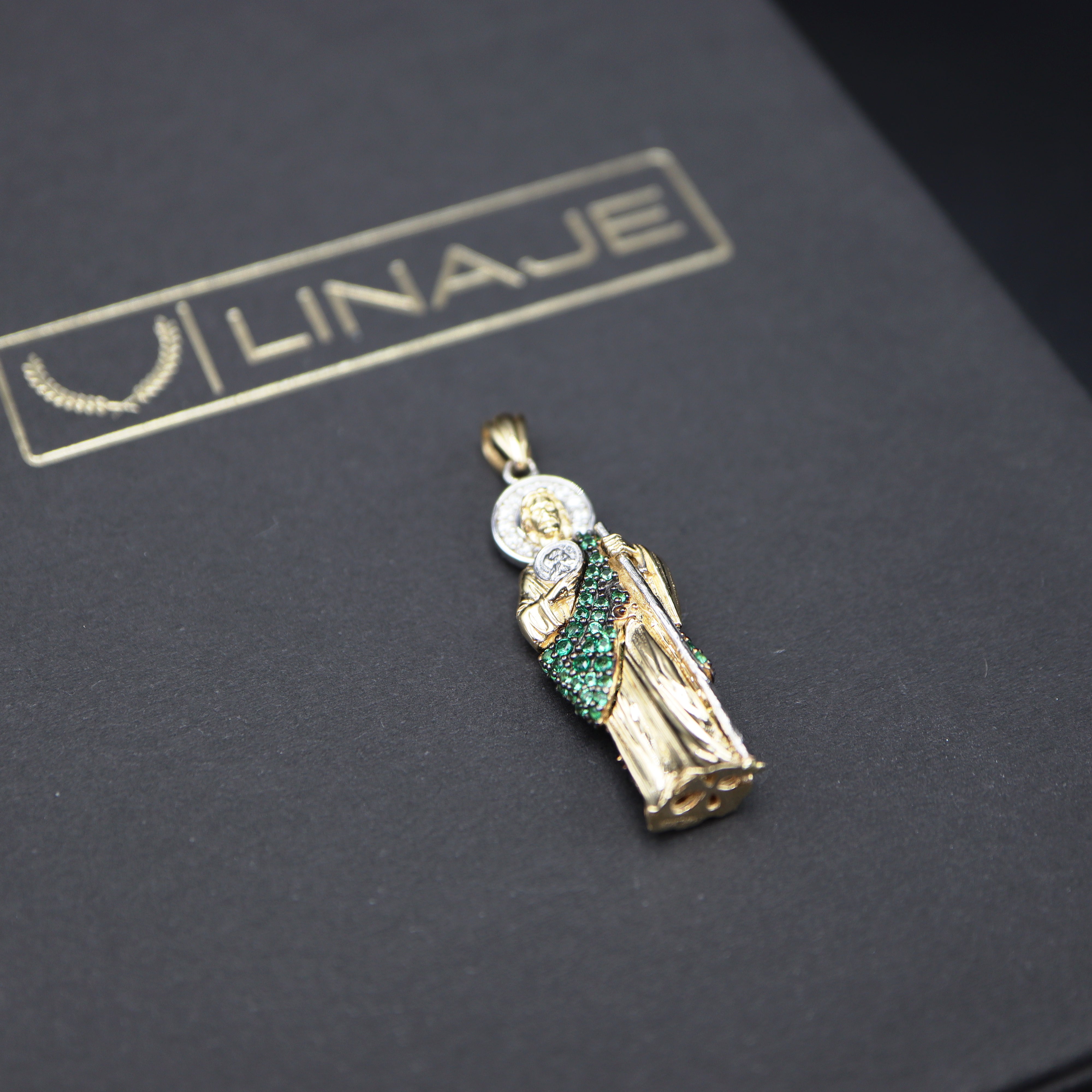 San Judas Green CZ 3D Small 14K – Linaje